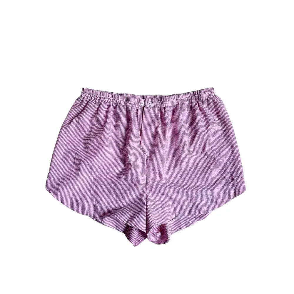 FP Intimately by Free People Seersucker Striped Shorts (Pink & White) - XL
